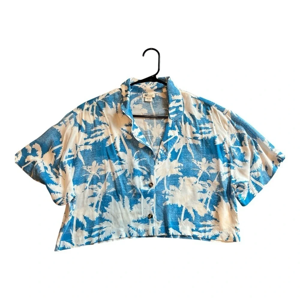 Billabong Crop Short Sleeve Top- Blue Hawaiian - Picture 2 of 5
